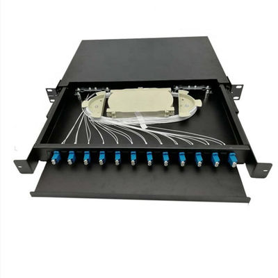 Sliding Fiber Optic Patch Panel 12 Port Rack Mounted 1U 19 Inch