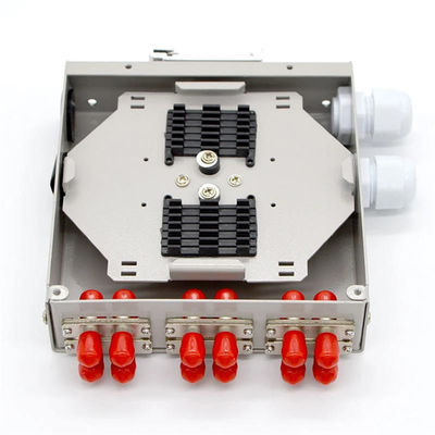 12core Fiber Optic DIN Rail Mount Enclosure Dengan Adaptor St Duplex