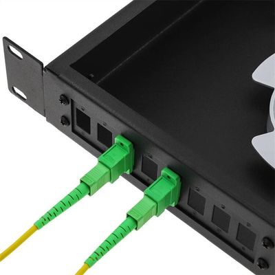 Fixed Rack Mount ODF Fiber Optic Patch Panel 1U 12 Port dengan panel Adaptor