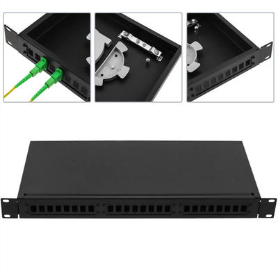 Fixed Rack Mount ODF Fiber Optic Patch Panel 1U 12 Port dengan panel Adaptor