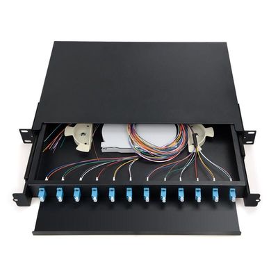 Panel Patch Serat Optik 1U 12 Port LC Duplex Kotak Terminal Serat Optik