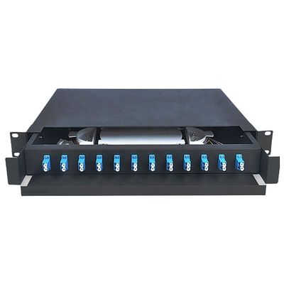 Panel Patch Serat Optik 1U 12 Port LC Duplex Kotak Terminal Serat Optik