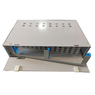 Grey 48 Port Patch Panel 2U SC Jenis Rotasi Kotak Distribusi Serat Optik