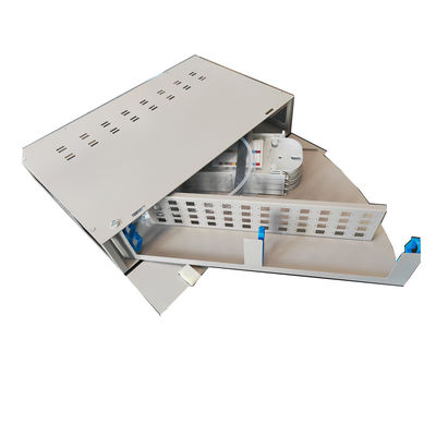 Grey 48 Port Patch Panel 2U SC Jenis Rotasi Kotak Distribusi Serat Optik