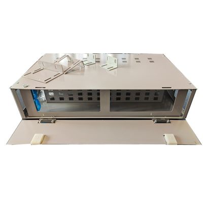 Grey 48 Port Patch Panel 2U SC Jenis Rotasi Kotak Distribusi Serat Optik