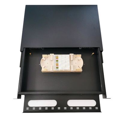 Panel Patch ODF Hitam Simplex 24F 24 Port ST Fiber Patch Panel Pelat Muka 6 Slot