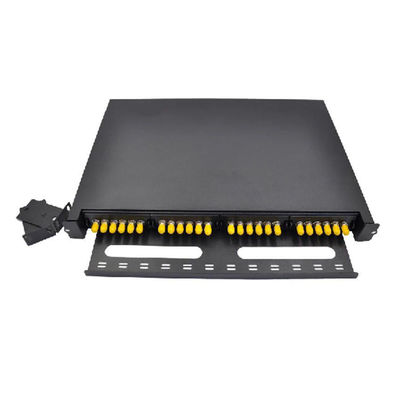 Panel Patch ODF Hitam Simplex 24F 24 Port ST Fiber Patch Panel Pelat Muka 6 Slot