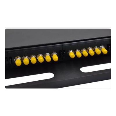 Panel Patch ODF Hitam Simplex 24F 24 Port ST Fiber Patch Panel Pelat Muka 6 Slot