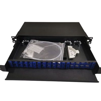 Panel Patch Serat Optik 19 &quot;24 Port Indoor Rack Mount 1U ODF 24 Core