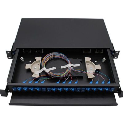Panel Patch Serat Optik 19 &quot;24 Port Indoor Rack Mount 1U ODF 24 Core