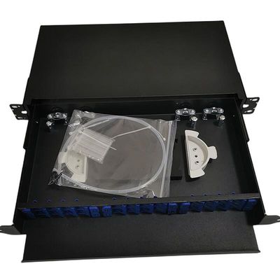 Panel Patch Serat Optik 19 &quot;24 Port Indoor Rack Mount 1U ODF 24 Core