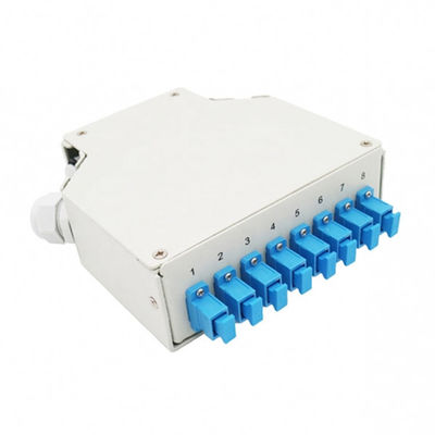 8 Port Din Rail Mounted Fiber Optic Din Rail Terminal Box Dengan Sc / Upc Adapter Singemode Pigtails