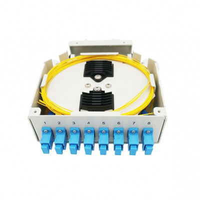 8 Port Din Rail Mounted Fiber Optic Din Rail Terminal Box Dengan Sc / Upc Adapter Singemode Pigtails