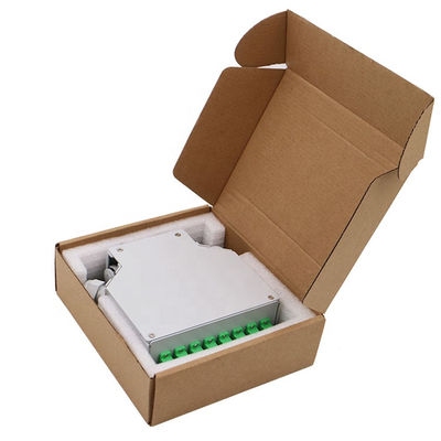 8 Port Din Rail Mounted Fiber Optic Din Rail Terminal Box Dengan Sc / Upc Adapter Singemode Pigtails