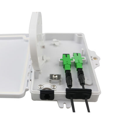 Kotak Terminal Serat Optik 2Port FTTH Outdoor / Indoor PC Bahan ABS Abu-abu Muda