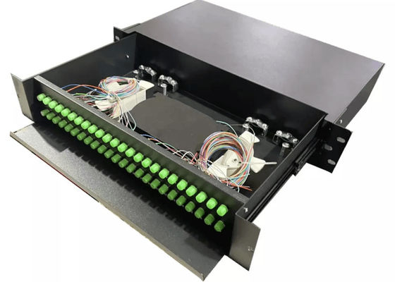 2U 48 Port Fiber Optic Patch Panel Light Fc Simplex Geser Keluar ODF