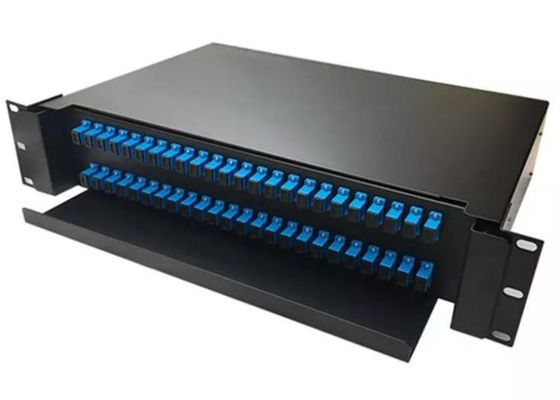 2U 48 Port Fiber Optic Patch Panel Light Fc Simplex Geser Keluar ODF