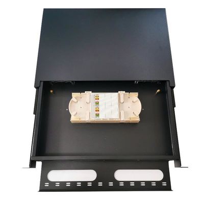 Rack Mount Fiber Optic Patch Panel 1U Berventilasi 19 Inch ODF 24 Core
