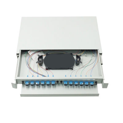 Panel Patch Serat Optik Putih ODF Slide 1U 12 Port Rack Mount Patch Panel
