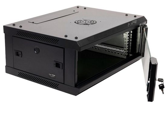 Bagian Tunggal 4U Kabinet Rak Server Dinding yang Diperkuat Dengan Kipas Angin