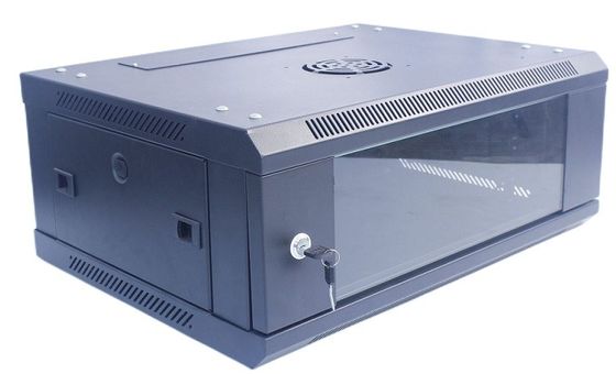 Bagian Tunggal 4U Kabinet Rak Server Dinding yang Diperkuat Dengan Kipas Angin