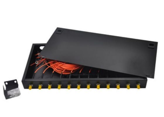 Fixed Fiber Optic Rack Mount Enclosure 12 Core Patch Panel 1U St Upc Adapter
