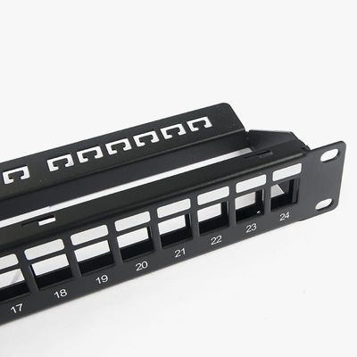 Panel Patch Jaringan RJ45 24 Port 1U Keystone C5 / C5E C6 Dengan Bilah Manajemen