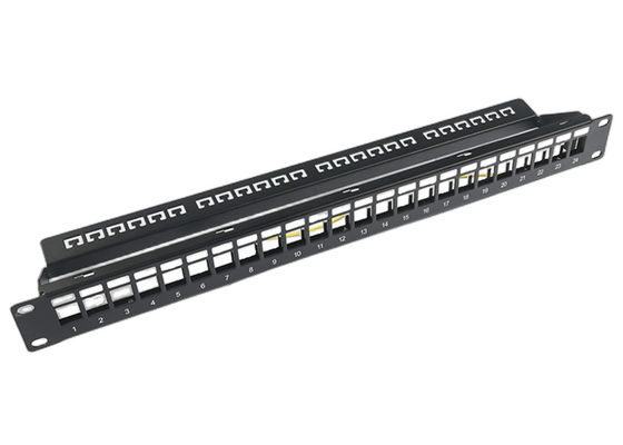 Panel Patch Jaringan RJ45 24 Port 1U Keystone C5 / C5E C6 Dengan Bilah Manajemen