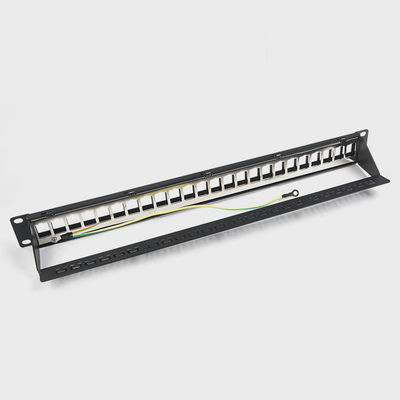Panel Patch Jaringan RJ45 24 Port 1U Keystone C5 / C5E C6 Dengan Bilah Manajemen