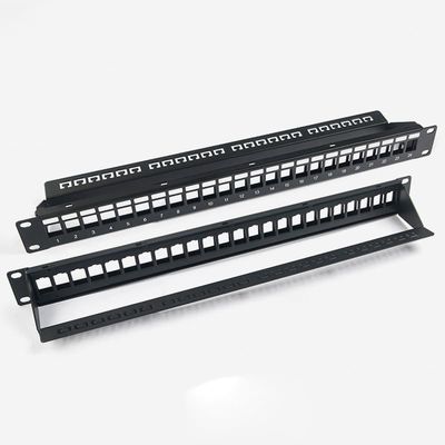 Panel Patch Jaringan Kosong Panel Patch RJ45 24 Port 1U Tanpa Pelindung