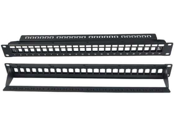 Panel Patch Jaringan Kosong Panel Patch RJ45 24 Port 1U Tanpa Pelindung