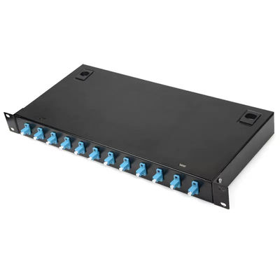Metal Rack Mount Patch Panel 12 LC Duplex Coupler Kotak Pemutusan FTTH