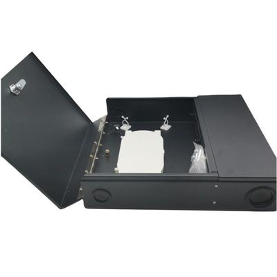 12/24/48cores 2door Black Optical Wall Mount Fiber Enclosure Dengan Kumparan dan Pelat Adaptor
