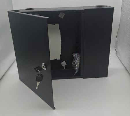 12/24/48cores 2door Black Optical Wall Mount Fiber Enclosure Dengan Kumparan dan Pelat Adaptor