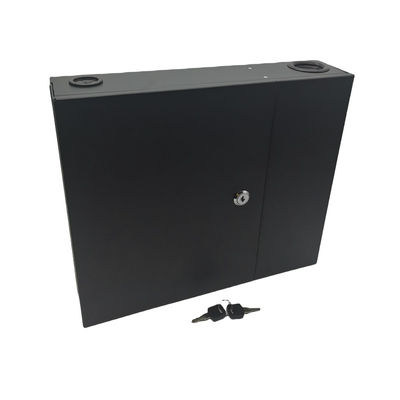 12/24/48cores 2door Black Optical Wall Mount Fiber Enclosure Dengan Kumparan dan Pelat Adaptor