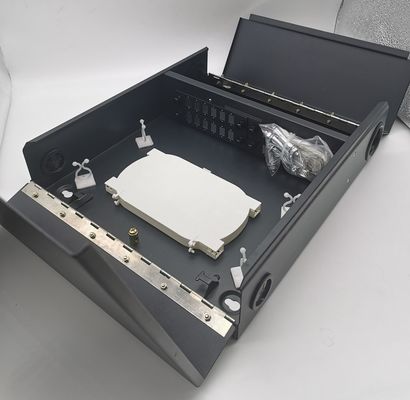 12/24/48cores 2door Black Optical Wall Mount Fiber Enclosure Dengan Kumparan dan Pelat Adaptor