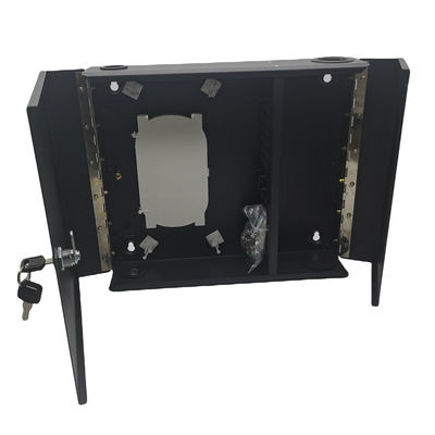 12/24/48cores 2door Black Optical Wall Mount Fiber Enclosure Dengan Kumparan dan Pelat Adaptor