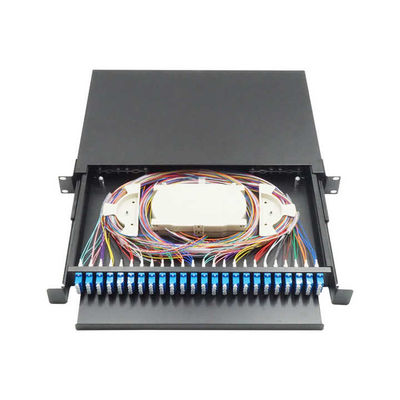 48 Core Black Drawer Type Termination Box Patch Panel 430x200x46mm