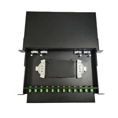 Kotak Terminal Serat Optik Logam Hitam 24 Port 430x200x46mm