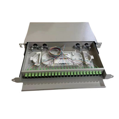 Hitam 24-48 Tipe Slding Rack mount Panel Patch Serat Optik untuk Pengkabelan Jaringan