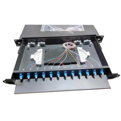 12C/24C jenis geser Fiber Optic Patch Panel Optical Drawer Untuk Telekomunikasi