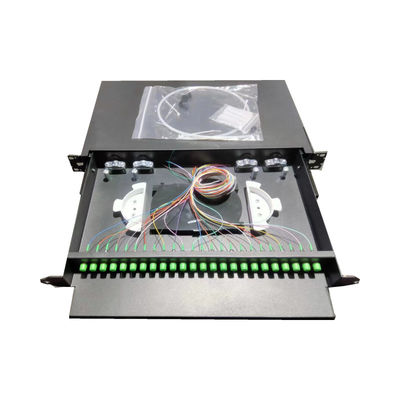 Rack Mount 19 Inch Fiber Optic Patch Panel Untuk Mode Tunggal Atau Multimode Kabel Tipe